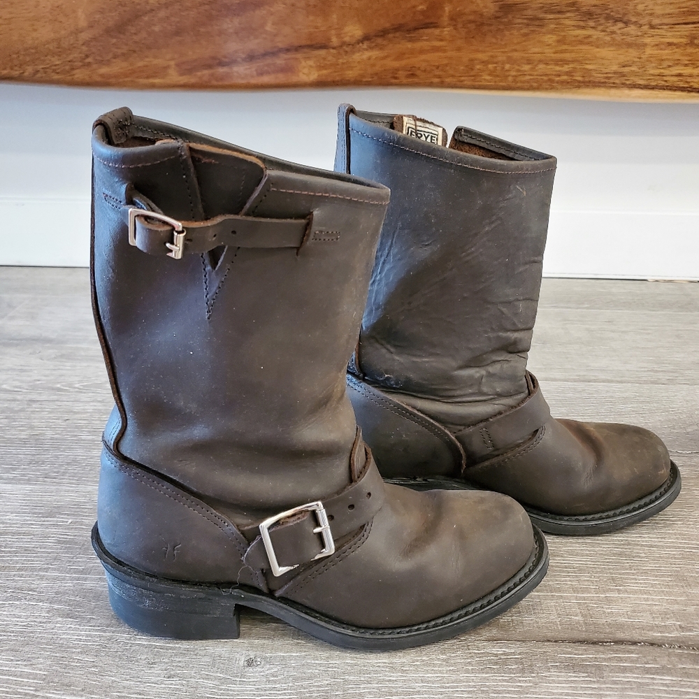 FRYE LEATHER BOOTS #77400 WOMENS ENGINEER BROWN 7 - Picture 10 of 16